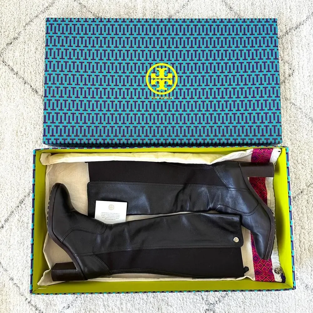 Tory Burch Sullivan Brown Leather Tall Boots Size 10M